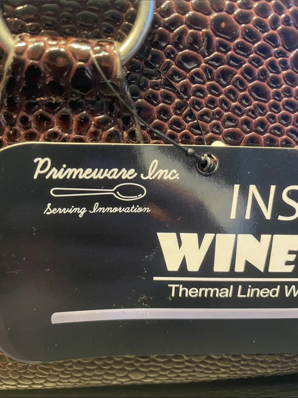 Wine Clutch - Brown Faux Leather insulated Wine Bag with Corkscrew